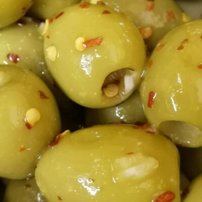 Gordal Olives With Chilli, Garlic