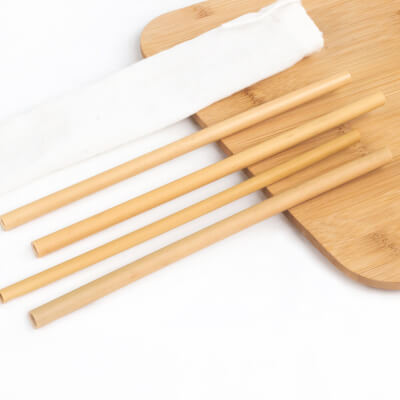 Bamboo Drinking  Straw 4-Pack In Cotton Bag