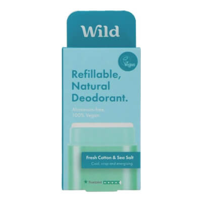 Wild Natural Deodorant Aqua Case + Fresh Cotton Refill