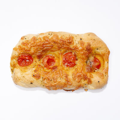 -- 2X Mini Focaccia - Topped With Cherry Tomatoes And Cheese