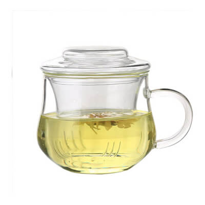 Glass Tea Cup With Strainer And Lid 350 Ml