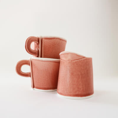 Set Of 2 Espresso Cups & Milk Jug - Raspberry [ -20% Discount ]