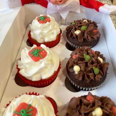 Gluten Free 6Pk Christmas Cupcakes 3 X Chocolate 3 X Maderia 