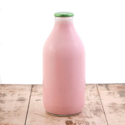 Glass Bottle Strawberry Milkshake 
