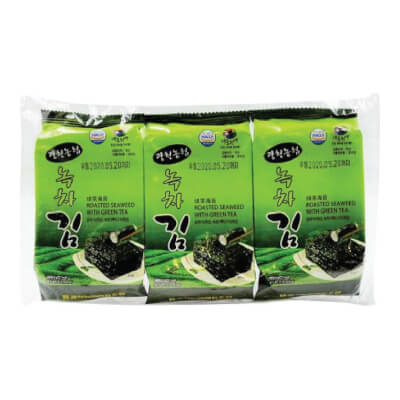 Korean Crispy Green Tea  Roasted Seaweed 4G X 3 Packs