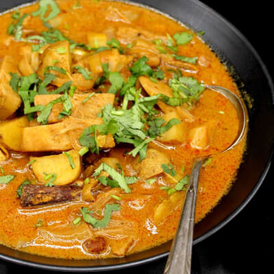Vegan Thai Massaman Curry With Steamed Thai Jasmine Rice