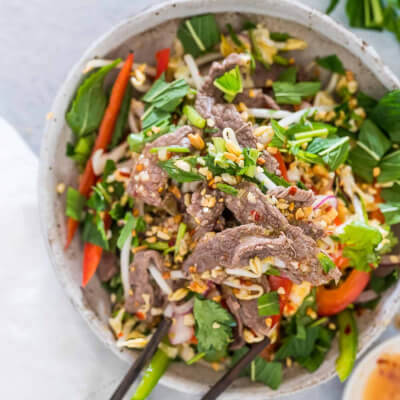 Vietname Lemongrass Beef With Rice Vermicelli Salad. ( Bun Bo Xao)