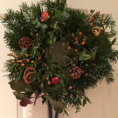 Winter Wreath With Oranges And Cones 
