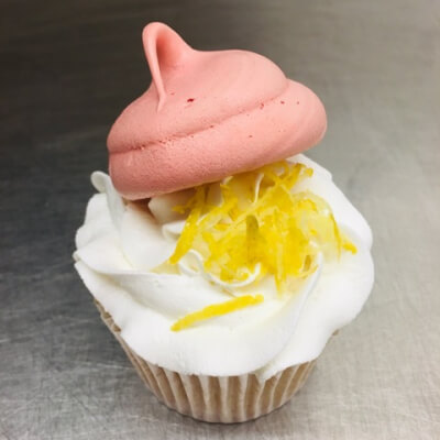 Lemon And Rose Cupcakes With Lemon Icing, Lemon Curd And A Rose Meringue (Box Of 4)
