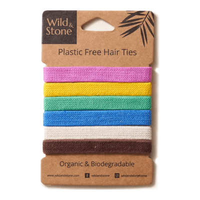 Wild & Stone  Plastic Free Hair Ties - 6 Pack - Multicolour