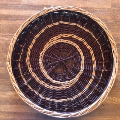 Large Round Two Tone Flat Basket 
