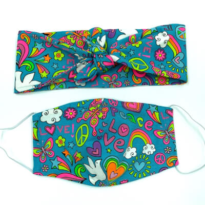 Peace Hairband And Face Mask Set Adult Size