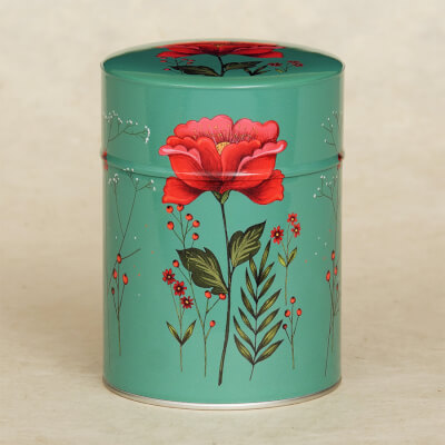 Red Flower Double Lid Tin