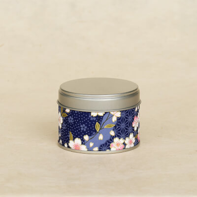 Small Blue Floral Handcrafted Tea Tin - Stackable- 