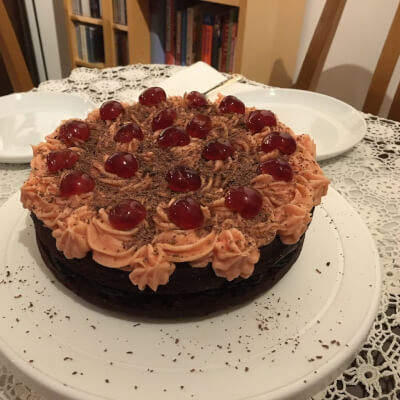 8” (20Cm) Chocolate Cherry Sponge With Dairy-Free “Butter Icing