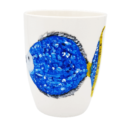 Hand Painted Cup/Mug With Unique Design - Blue Fish