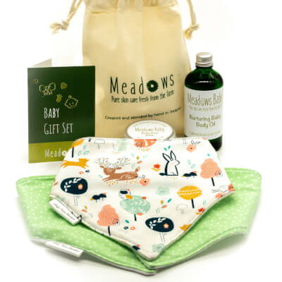 Meadows Baby Skin Care Set And Baby Bibs