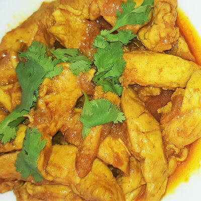 Chicken Binzari (Curry)  & Super Green Vegetables With Peanut Butter 