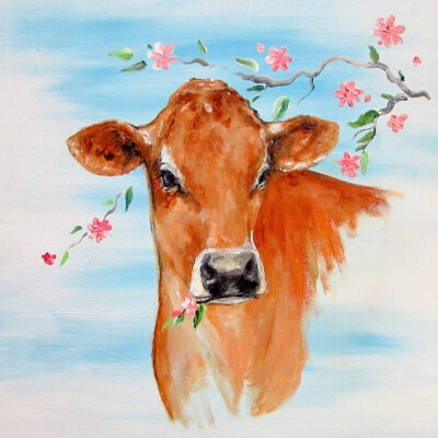 Cherry Blossom Cow 