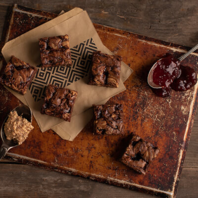 Peanut Butter & Strawberry Jam Brownies Box Of 6 