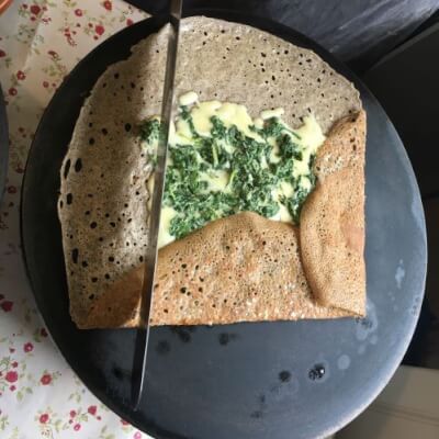 Savoury Filled Buckwheat Galette - Triple Cheese And Spinach Mix