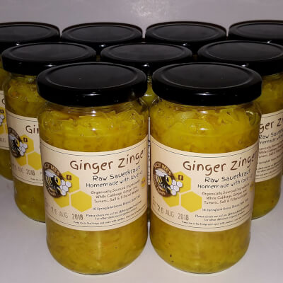 Turmeric And Ginger Sauerkraut Organic Raw 1 30 C L