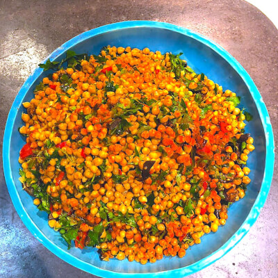 Chickpea, Aubergine, Roasted Red Pepper And Coriander Salad