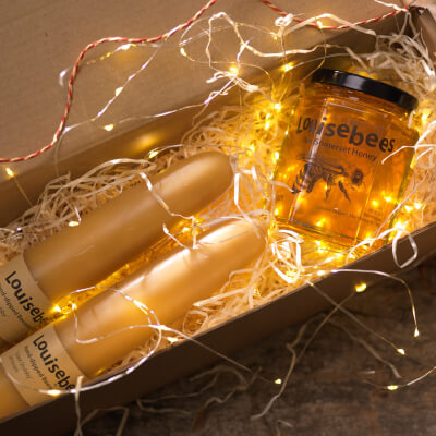 Giant Stubby Candles & Honey - Gift Box 2