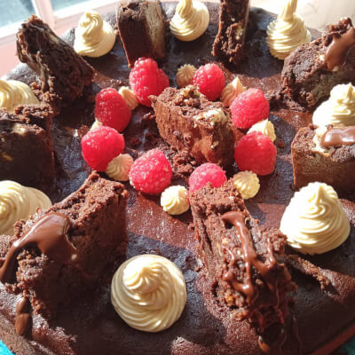 Chocolate Almond Mousse Cake With Brownies