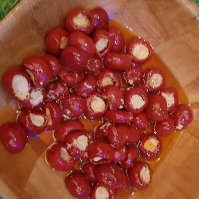 Sweet Cherry Peppers Filled With Soft Cheese