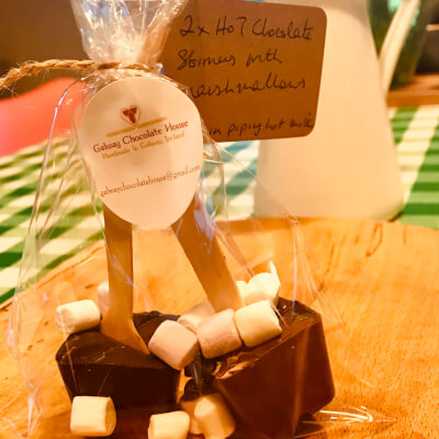 Dark Hot Chocolate Stirrers With Marshmallows- Mint Chocolate 