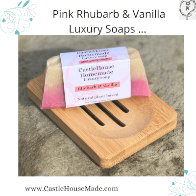 2 Bars Of Luxury Pink Rhubarb & Vanilla Handmade Soap 60G Bars