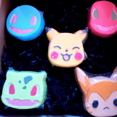 5X Pokemon Shaped Bathbombs Gift Bundle Set In Various Scents. Fully Assessed And Certified 
