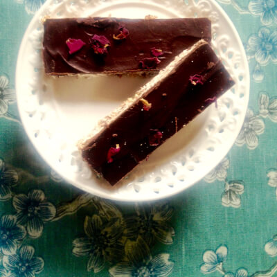 Energy Bars With Dark Chocolate And Dried Rose Petals