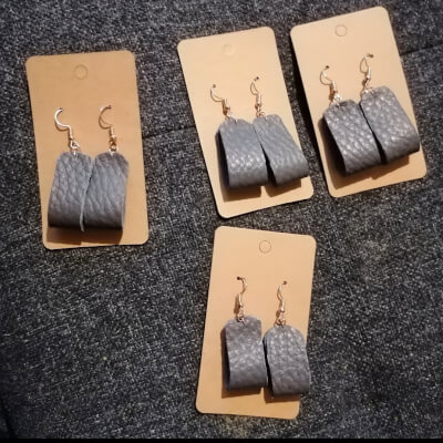 Grey Leather Earrings