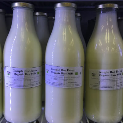 Temple Roe Farm Raw Milk 1 Litre Glass Bottle
